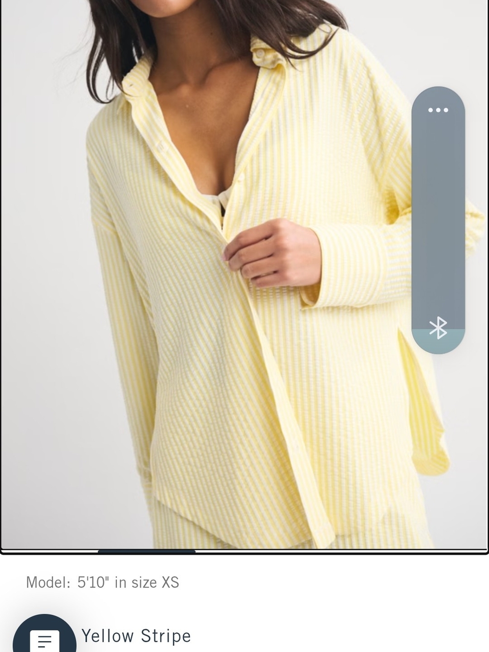 Aber Rombie Seersucker Shirt Or Coverup Yellow & White Small Worn 1x!!